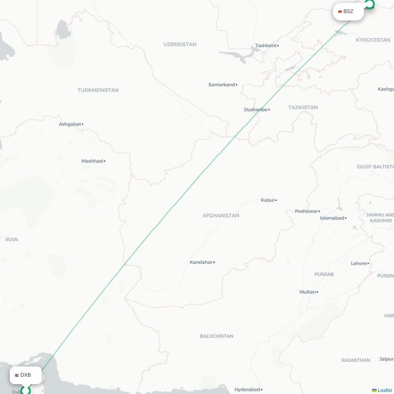 DXB - BSZ route map