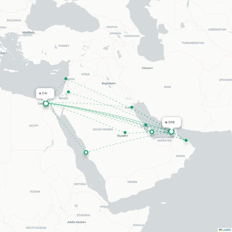 DXB - CAI route map