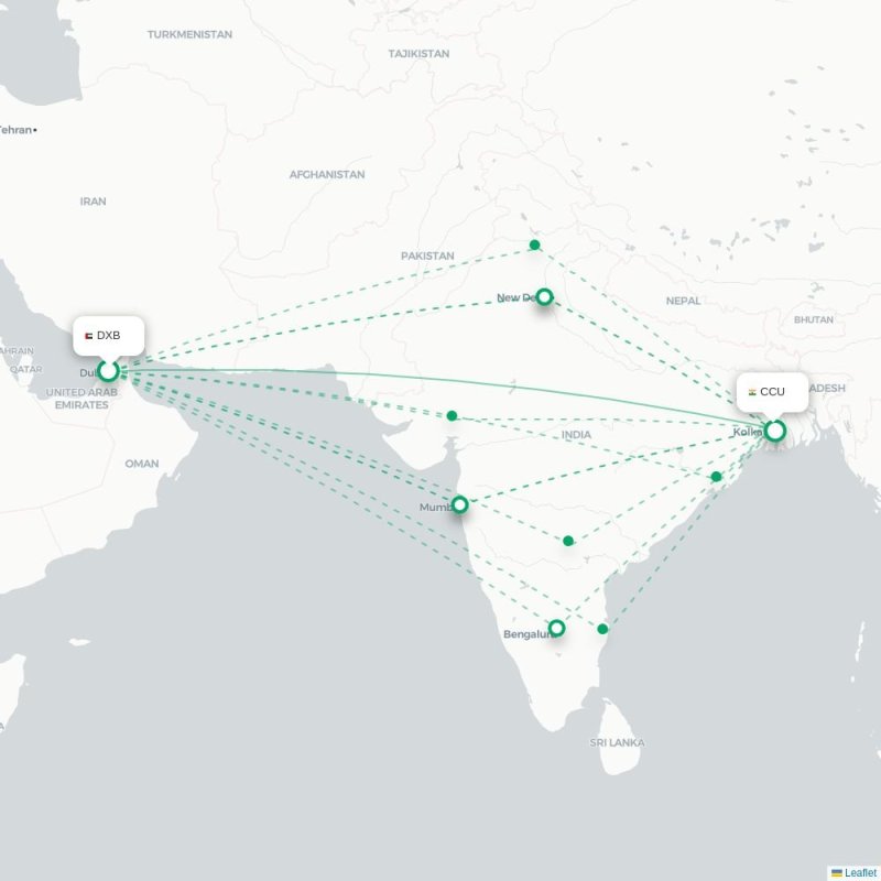 DXB - CCU route map