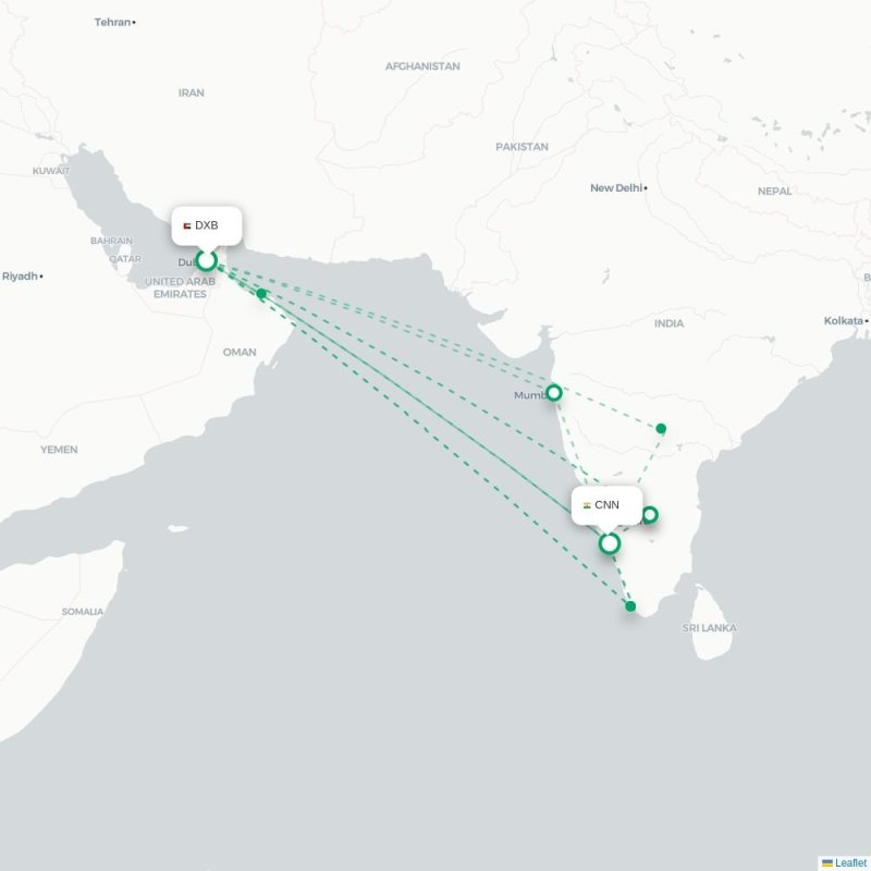 DXB - CNN route map