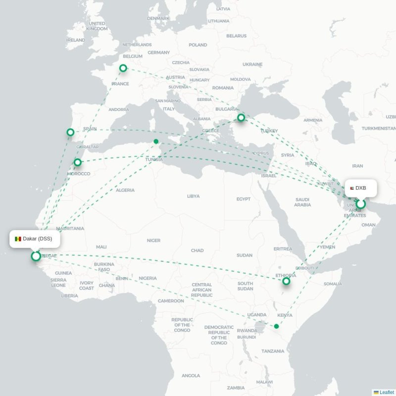 DXB - DSS route map