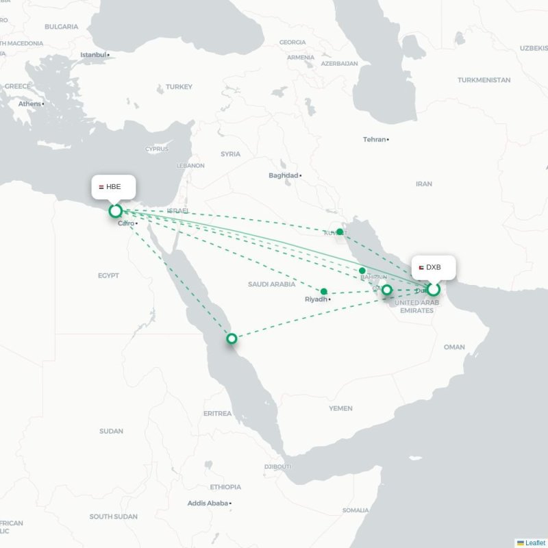 DXB - HBE route map