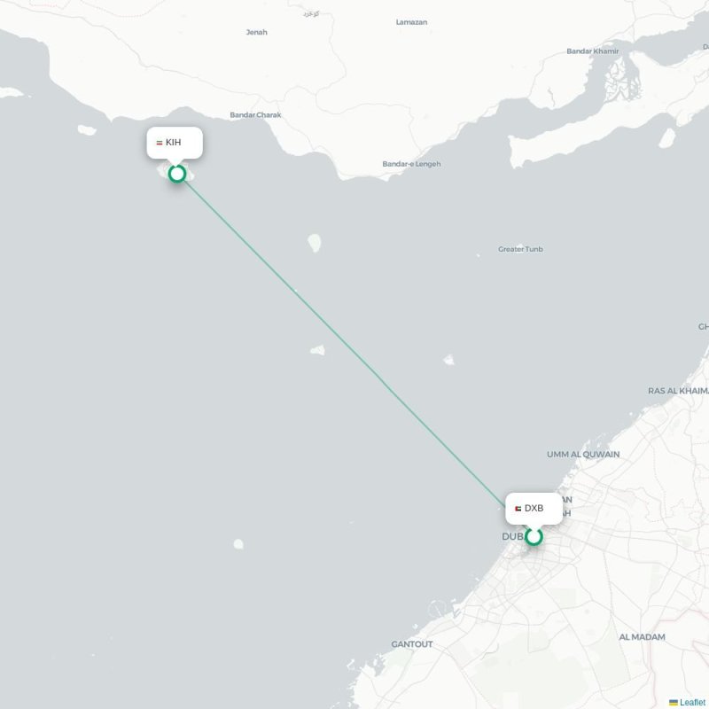 DXB - KIH route map