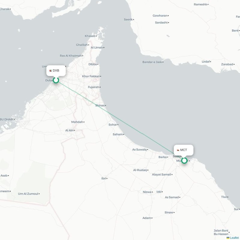 DXB - MCT route map