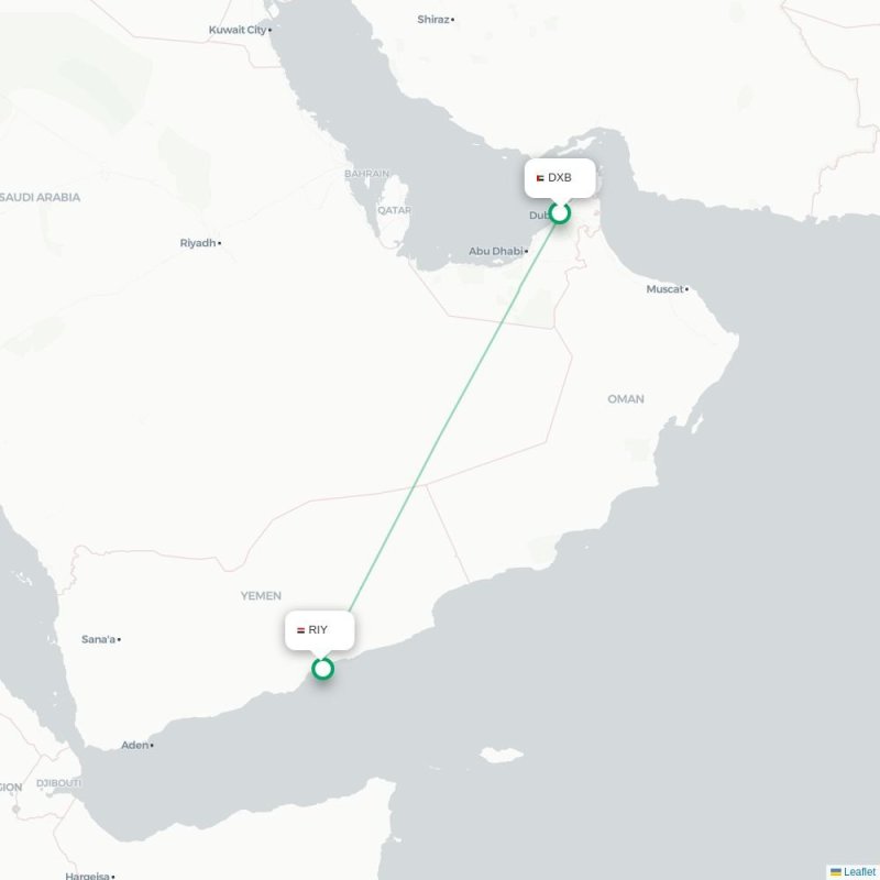 DXB - RIY route map