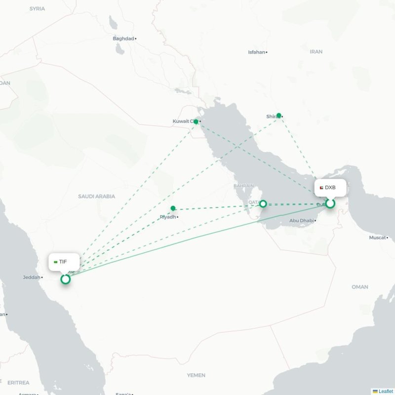 DXB - TIF route map