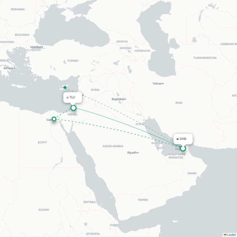 DXB - TLV route map