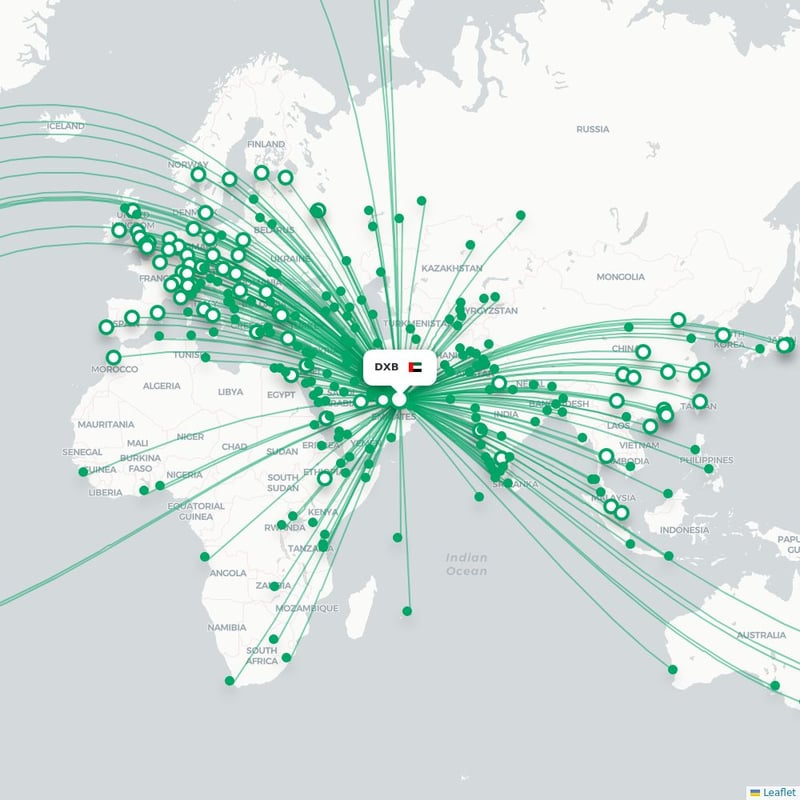 Route map Dubai  DXB 