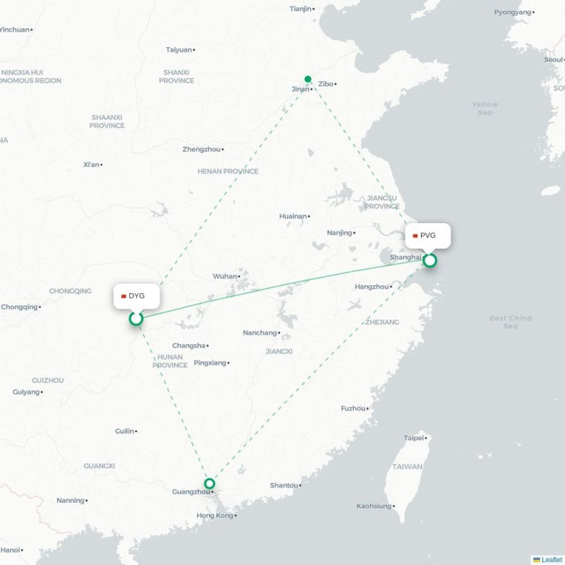 DYG - PVG route map
