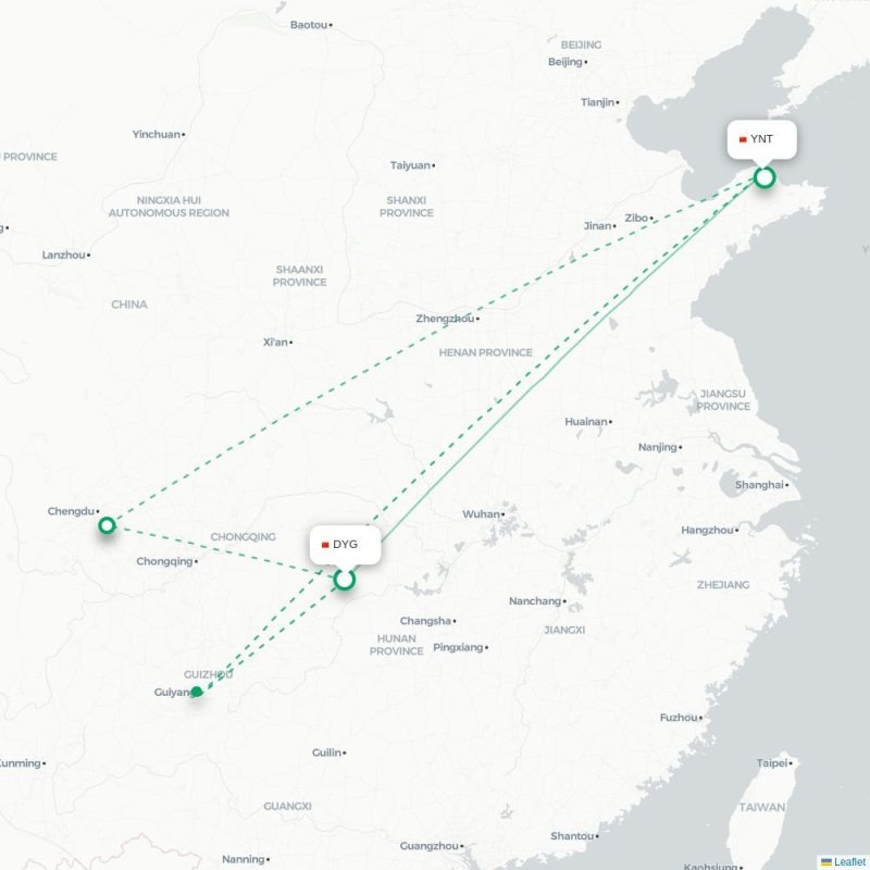 DYG - YNT route map