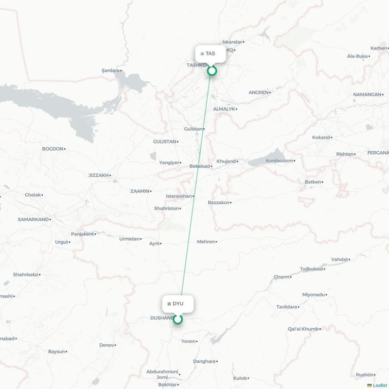 DYU - TAS route map