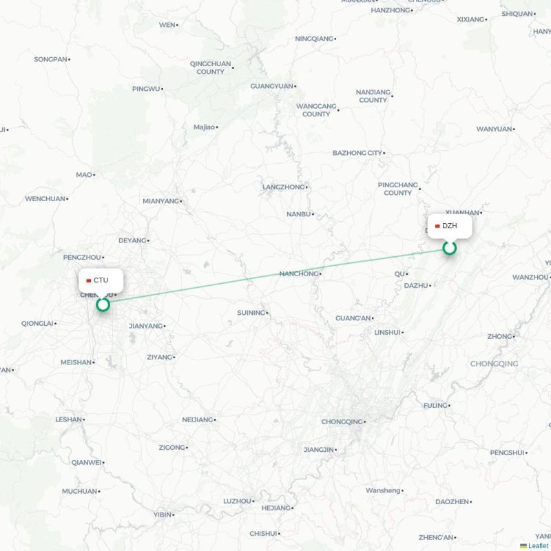 DZH - CTU route map