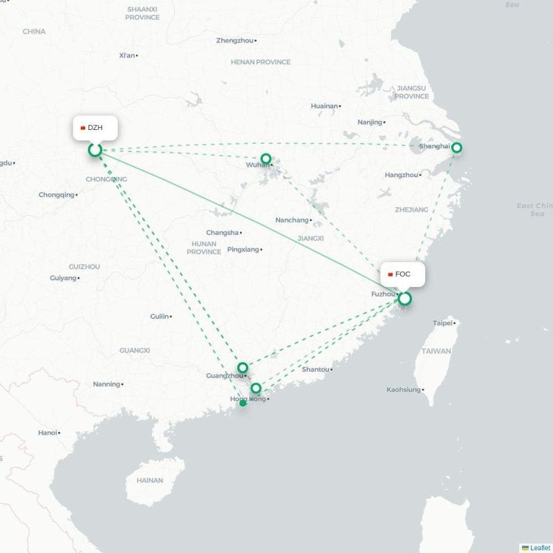 DZH - FOC route map