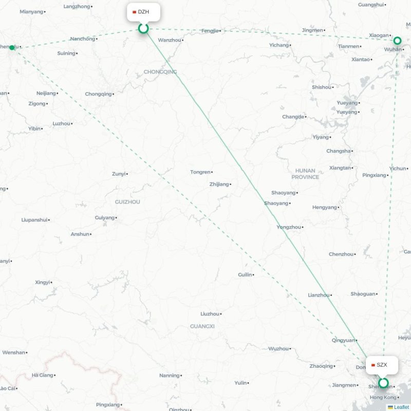 DZH - SZX route map