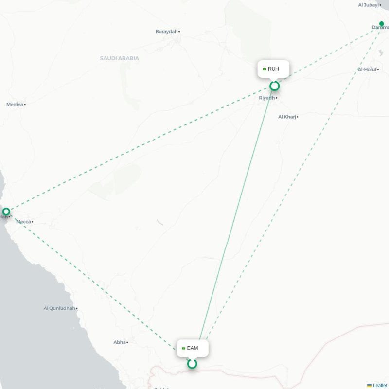 EAM - RUH route map