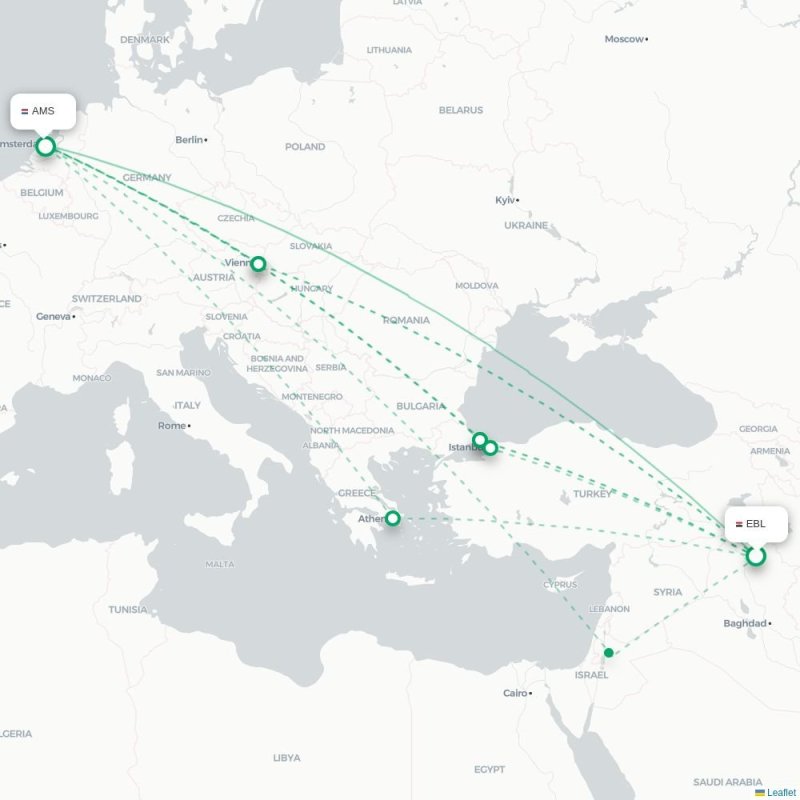 EBL - AMS route map