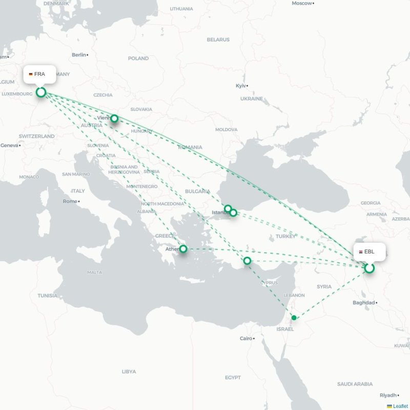 EBL - FRA route map