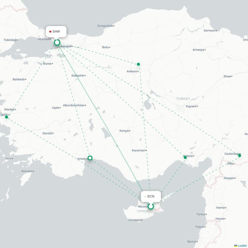 ECN - SAW route map