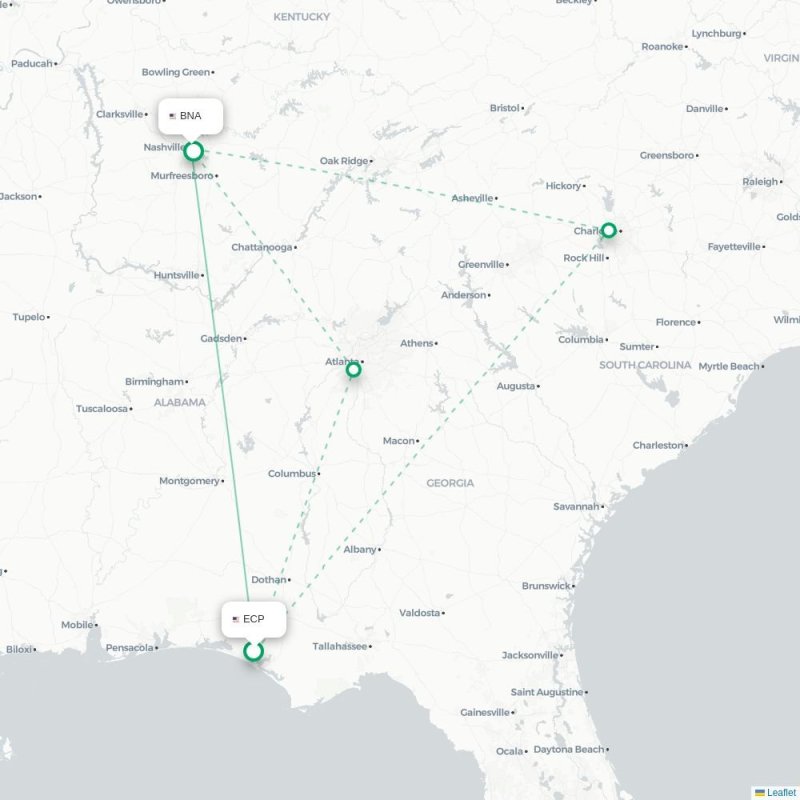 ECP - BNA route map