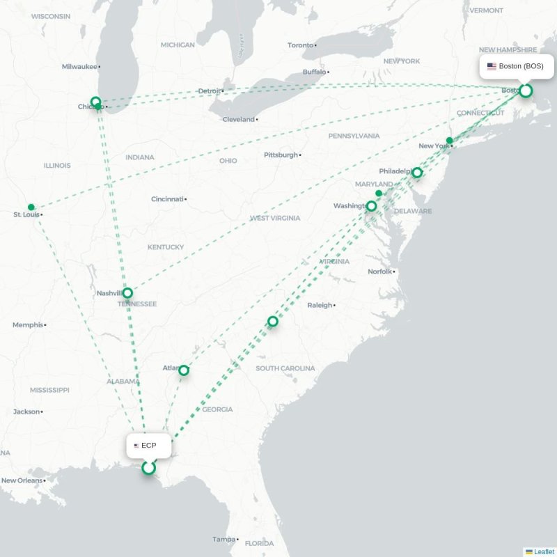 ECP - BOS route map