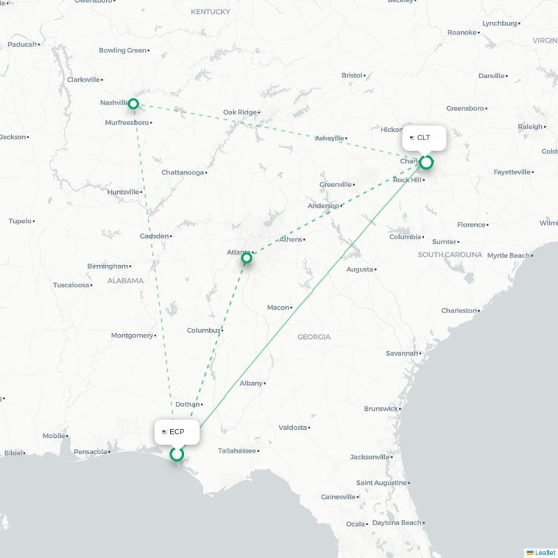 ECP - CLT route map