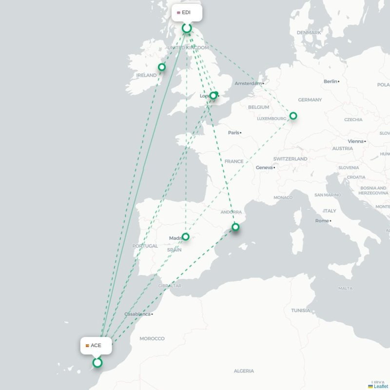 EDI - ACE route map