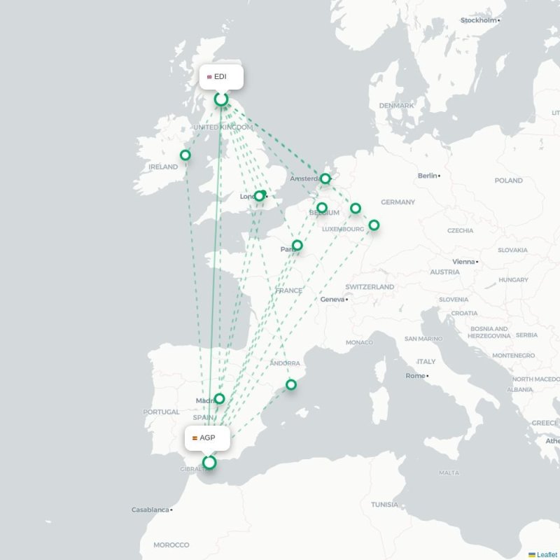 EDI - AGP route map