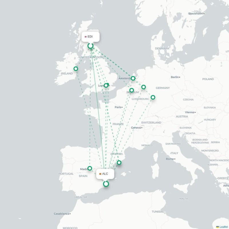 EDI - ALC route map