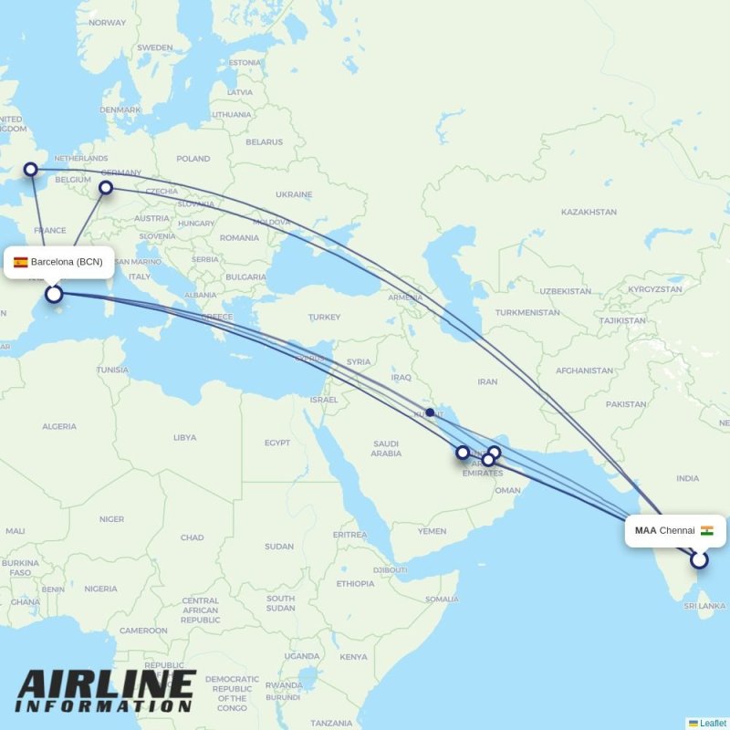 EDI - BCN route map