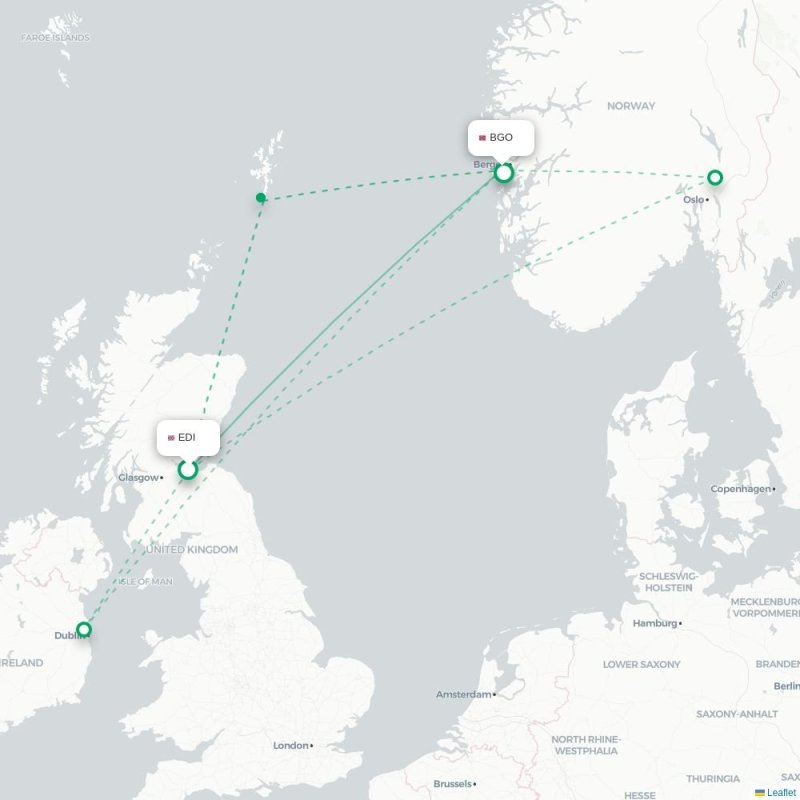 EDI - BGO route map