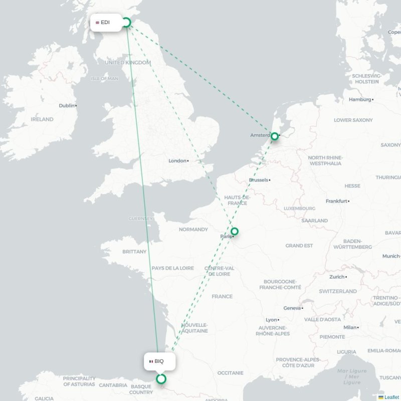 EDI - BIQ route map