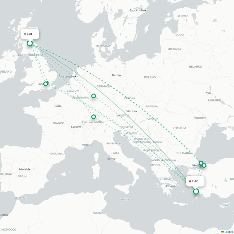 EDI - BJV route map