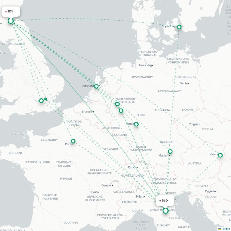 EDI - BLQ route map
