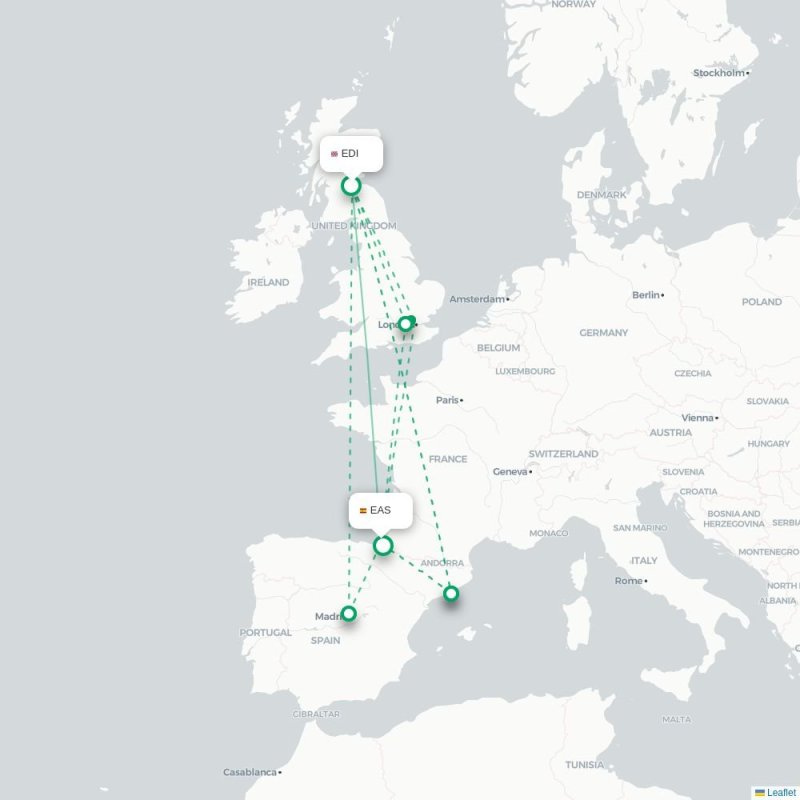EDI - EAS route map
