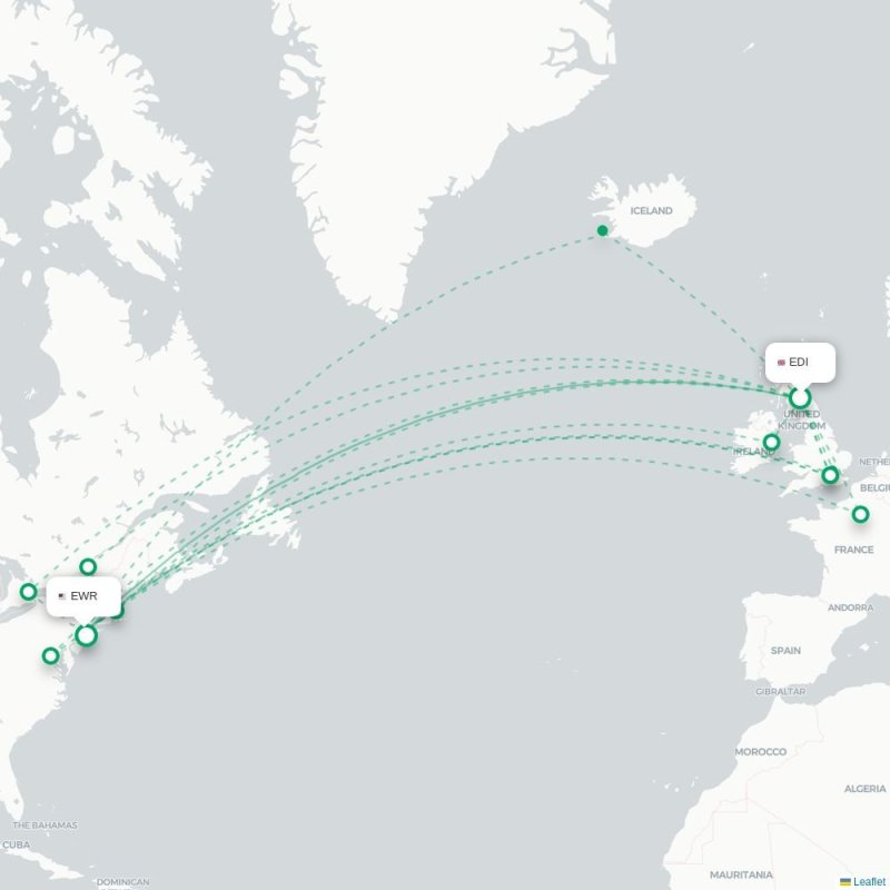 EDI - EWR route map