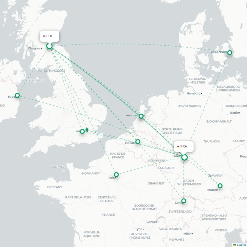 EDI - FRA route map