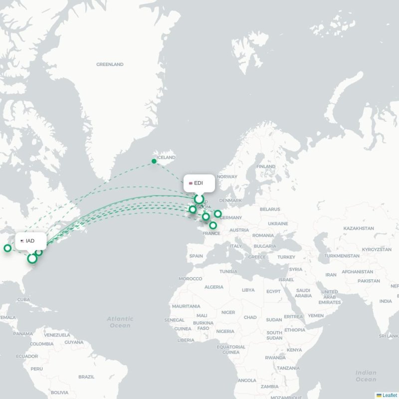EDI - IAD route map