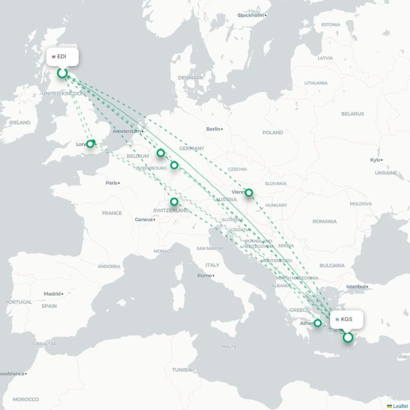 EDI - KGS route map
