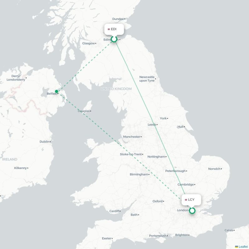 EDI - LCY route map