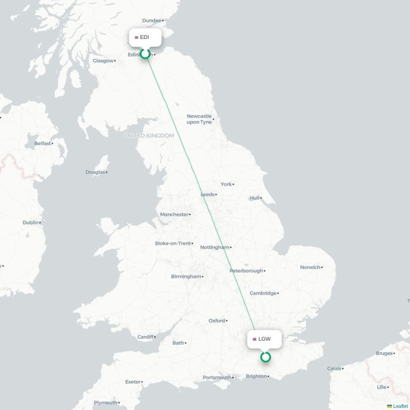 EDI - LGW route map