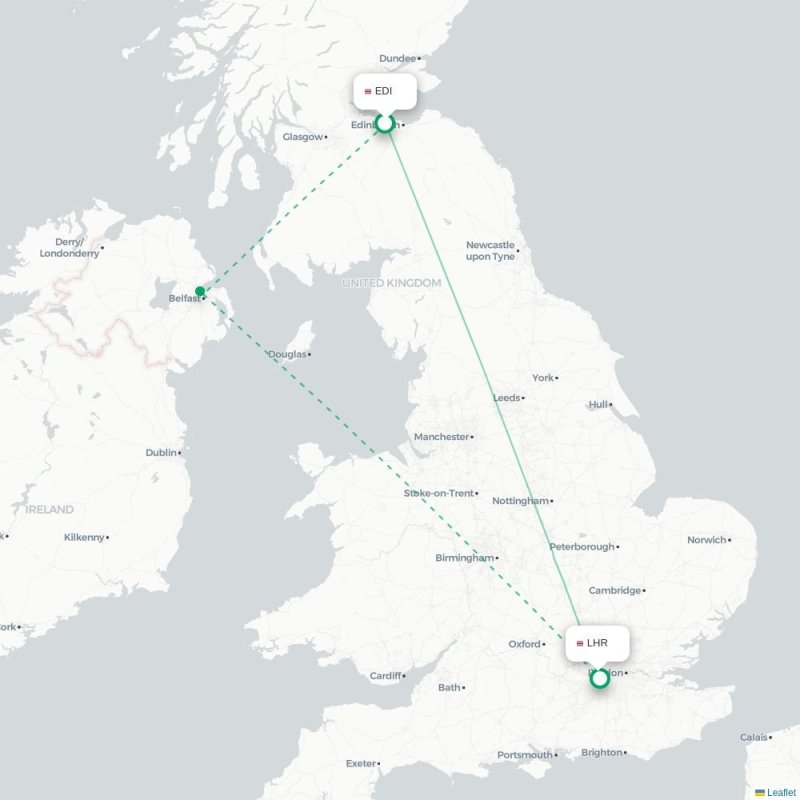 EDI - LHR route map