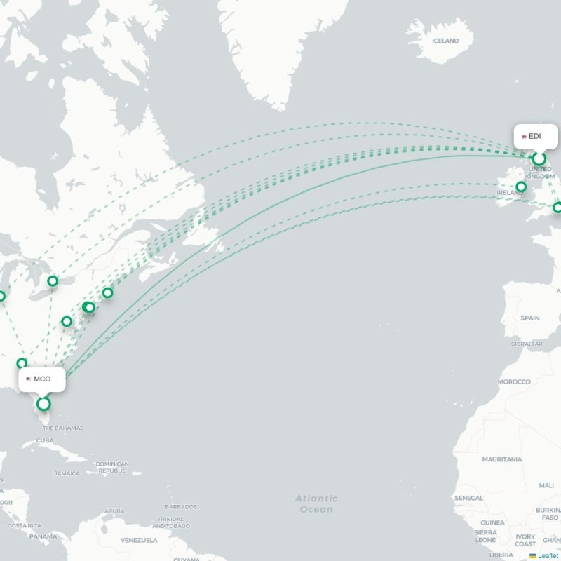 EDI - MCO route map