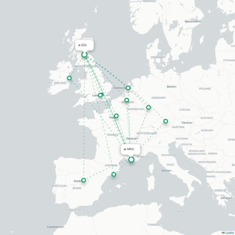 EDI - MRS route map