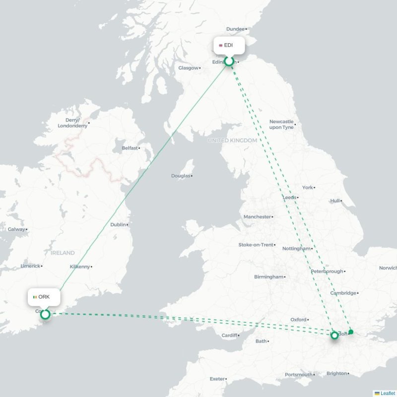 EDI - ORK route map