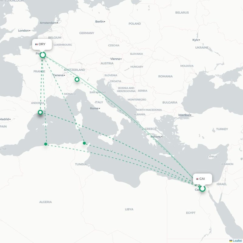 EDI - ORY route map
