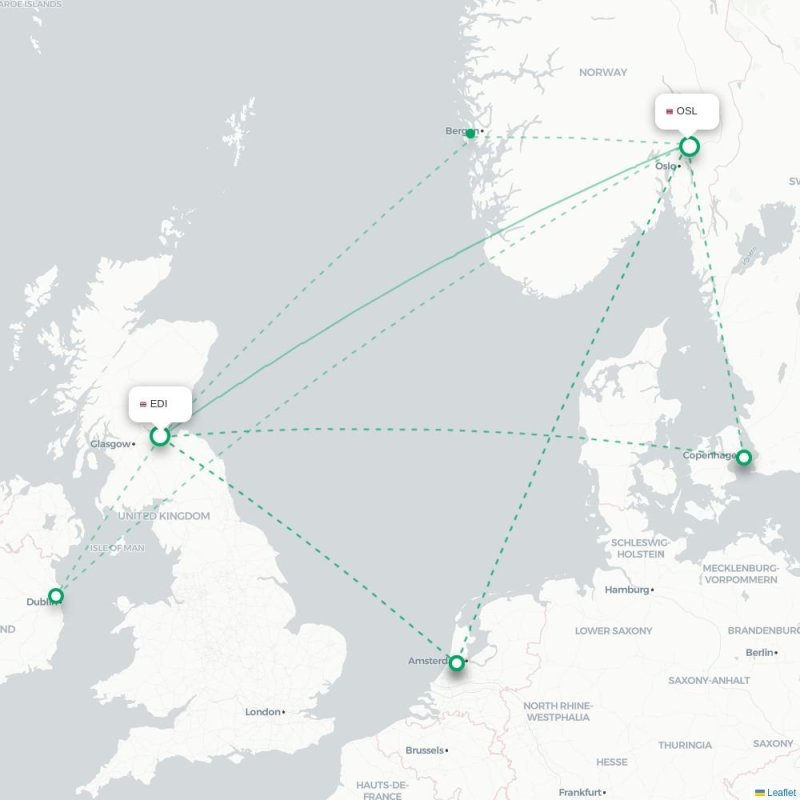 EDI - OSL route map