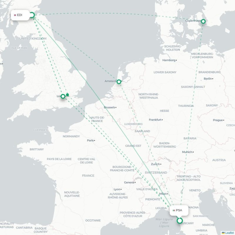 EDI - PSA route map