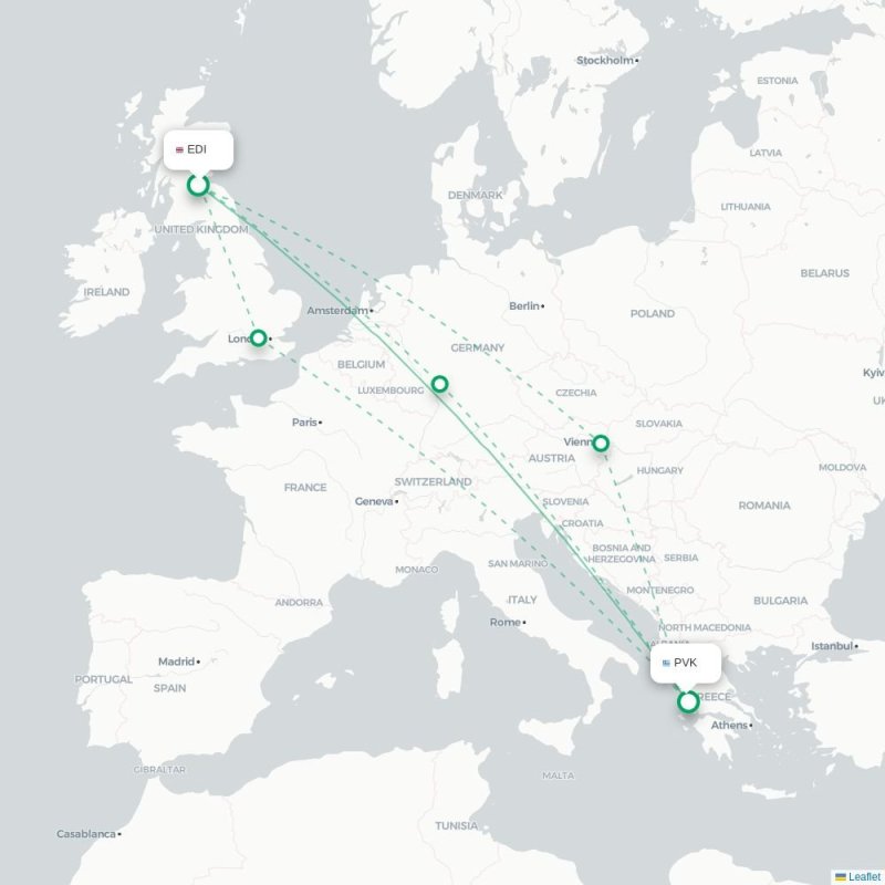 EDI - PVK route map