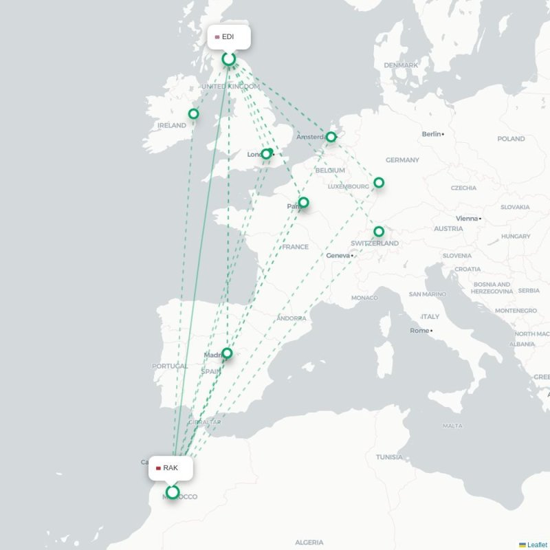 EDI - RAK route map