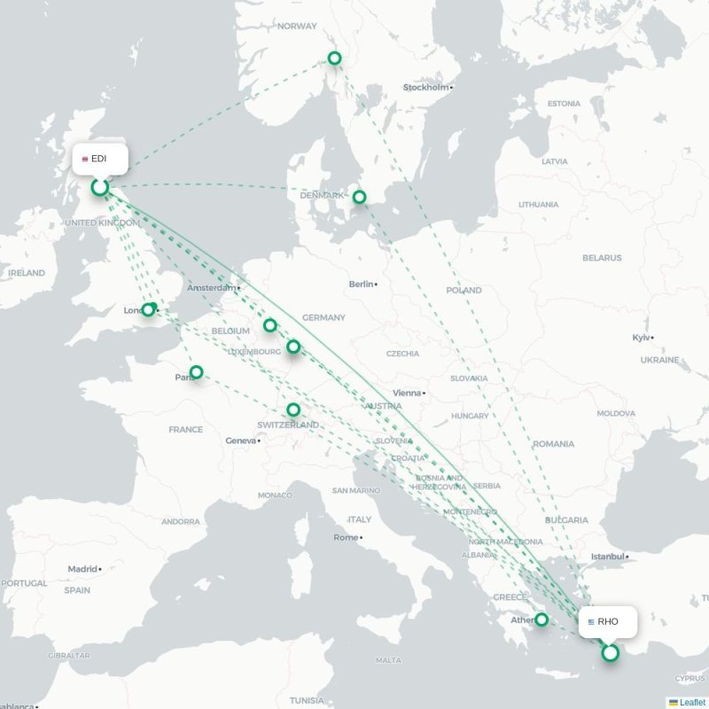 EDI - RHO route map